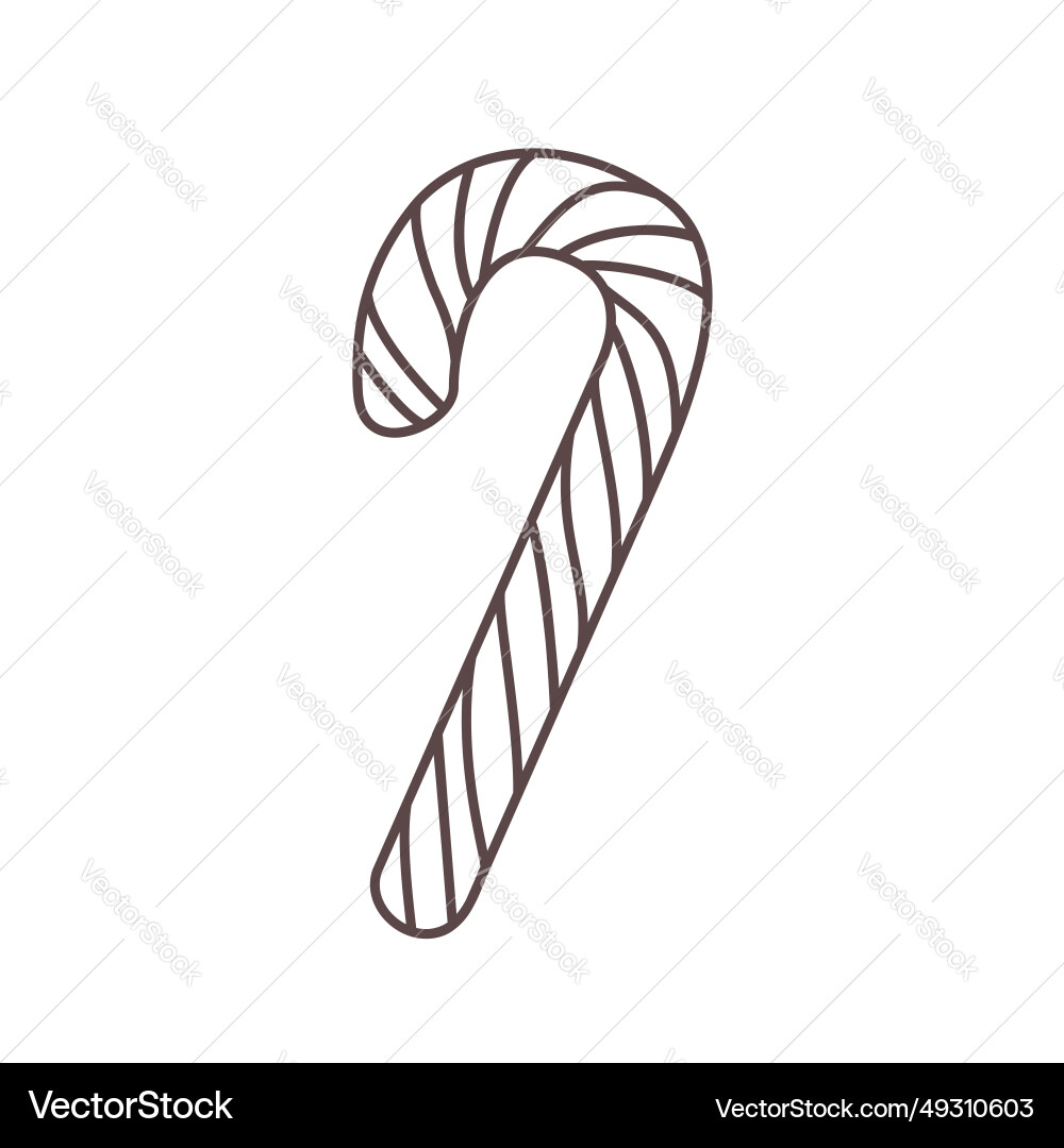 Isolated outline christmas candy cane Royalty Free Vector