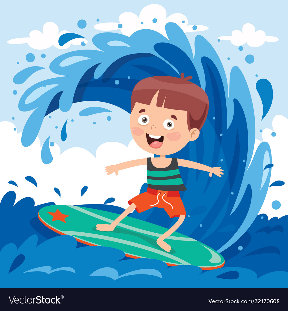 Character surfing Royalty Free Vector Image - VectorStock