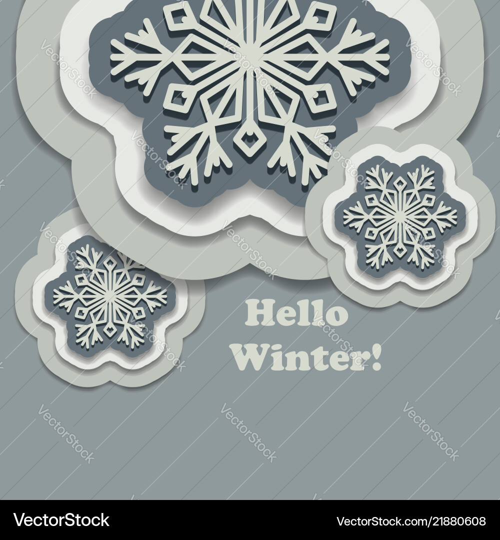 Hello winter background with paper snowflakes Vector Image