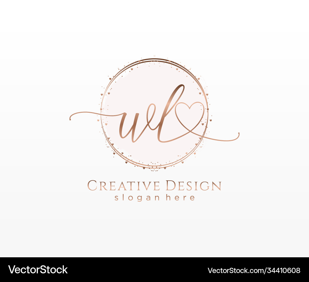 Initial wl handwriting logo with circle template Vector Image