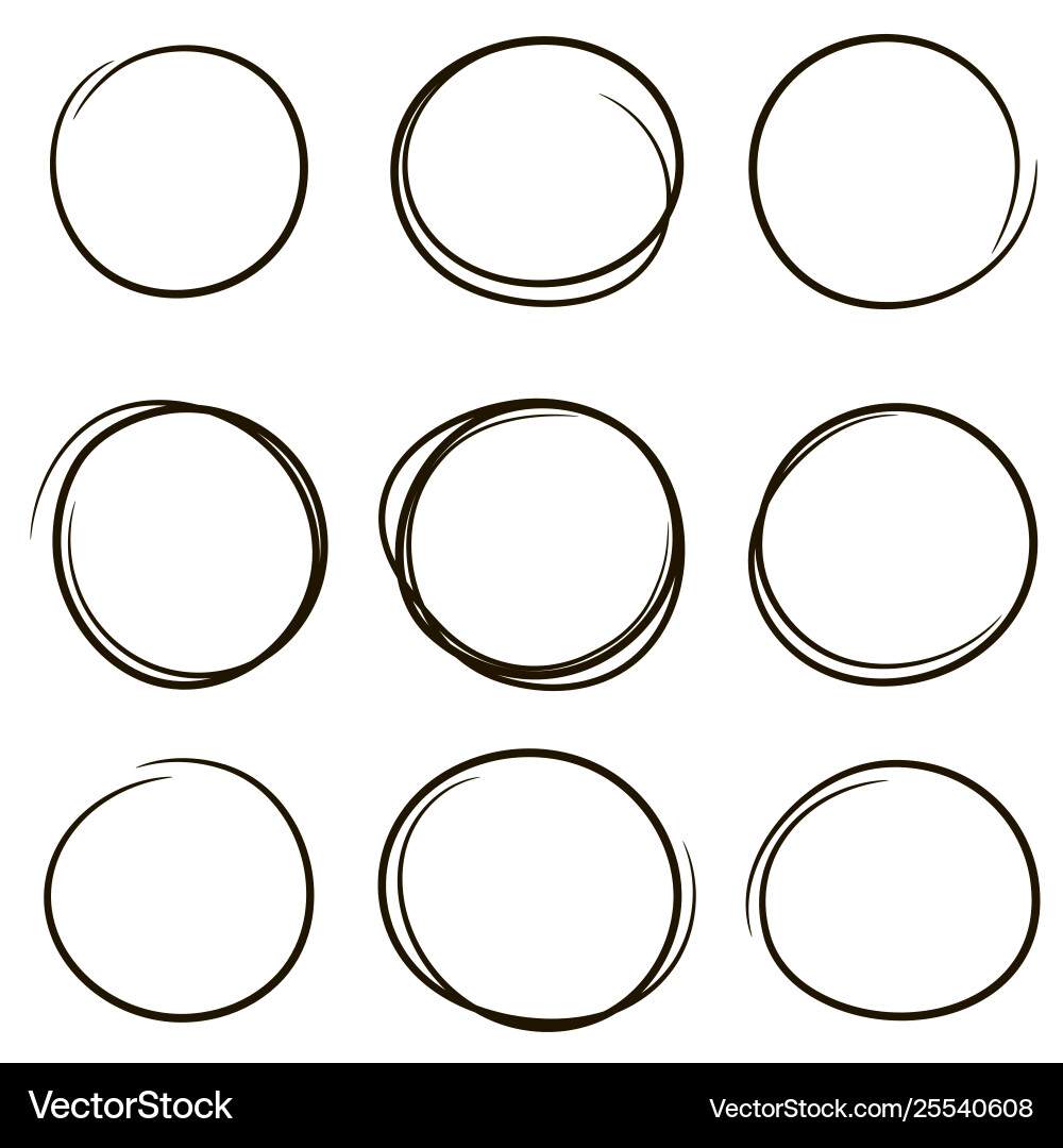 Set hand drawn scribble circles Royalty Free Vector Image