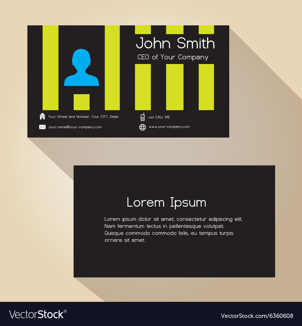 simple black and yellow striped business card vector image