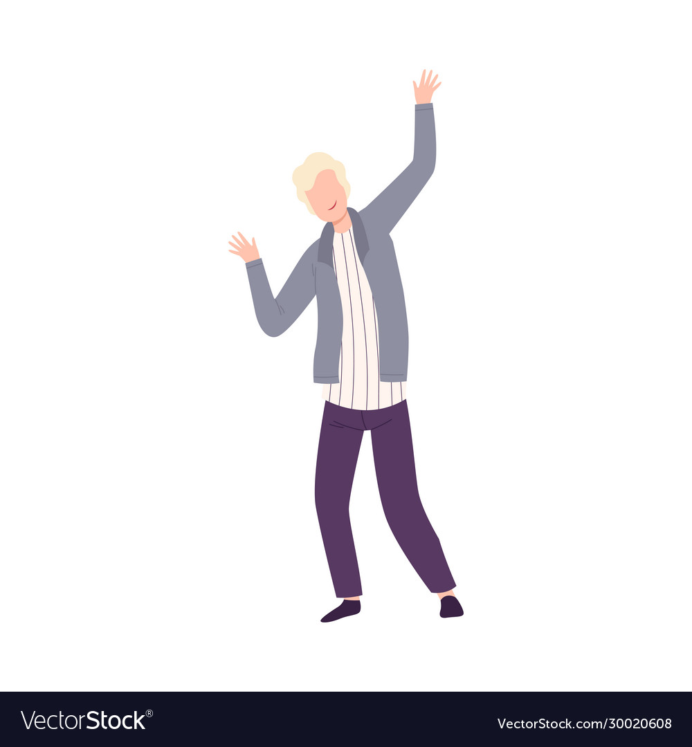 Young man standing with raising hands faceless Vector Image