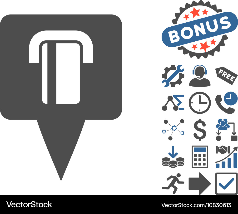 Bank terminal map pointer flat icon Royalty Free Vector