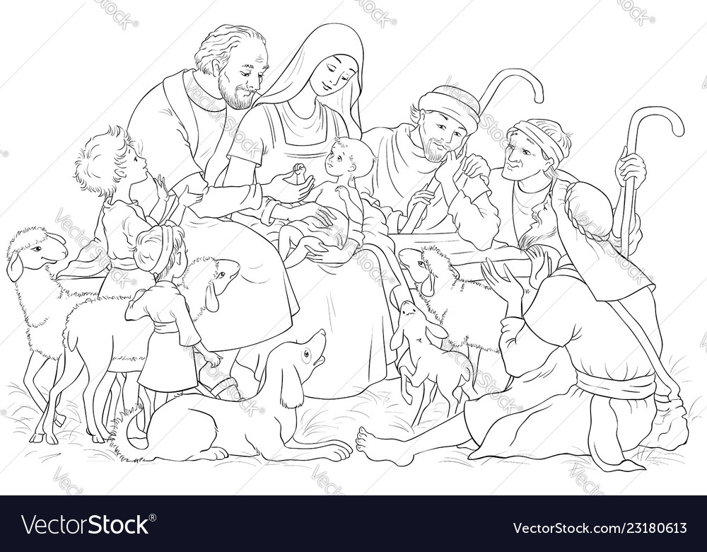 Christmas Nativity Scene Holy Family And Shepherds