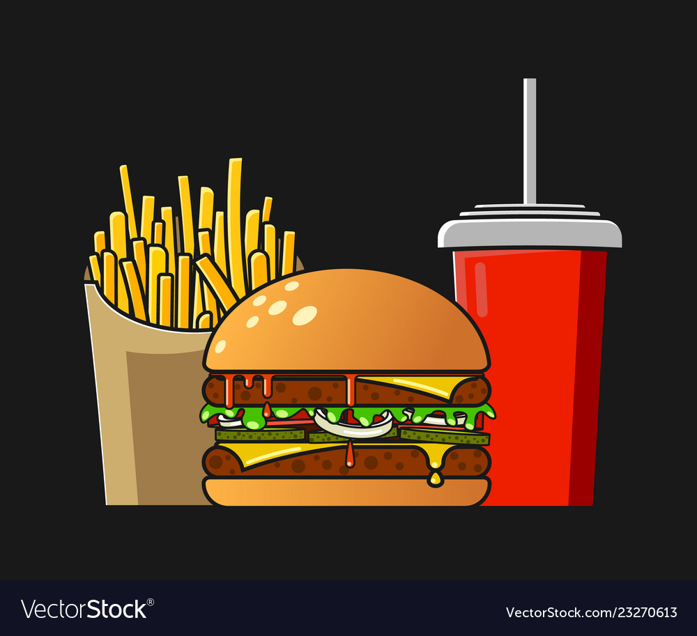 Fast food icon flat style colorful vector image Fast food icon flat style colorful
