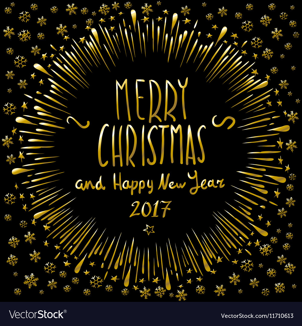 Merry christmas gold glittering lettering design Vector Image