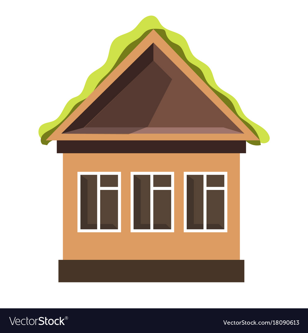 Small House With Plastic Windows And Green Roof Vector Image