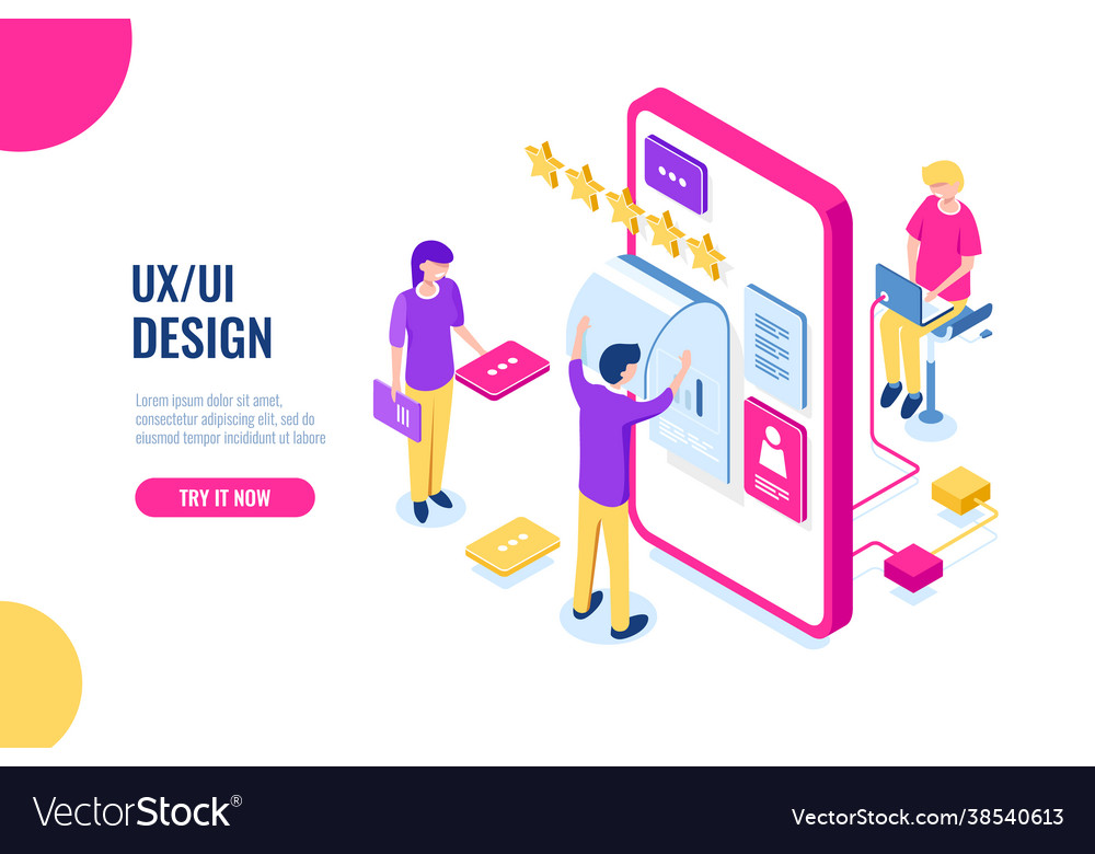 Ux ui design mobile development application user Vector Image