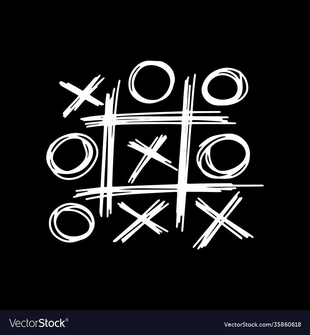 Doodle tic tac toe game with cross and circle icon