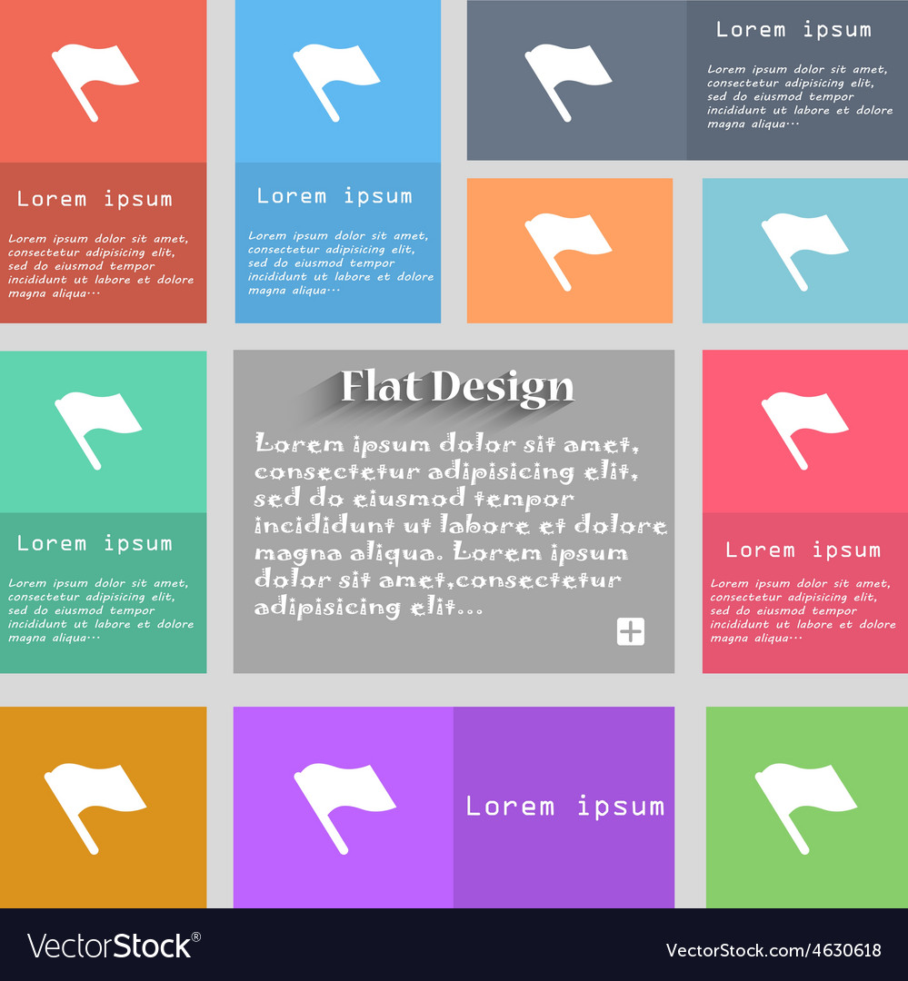 Finish start flag icon sign set of multicolored Vector Image