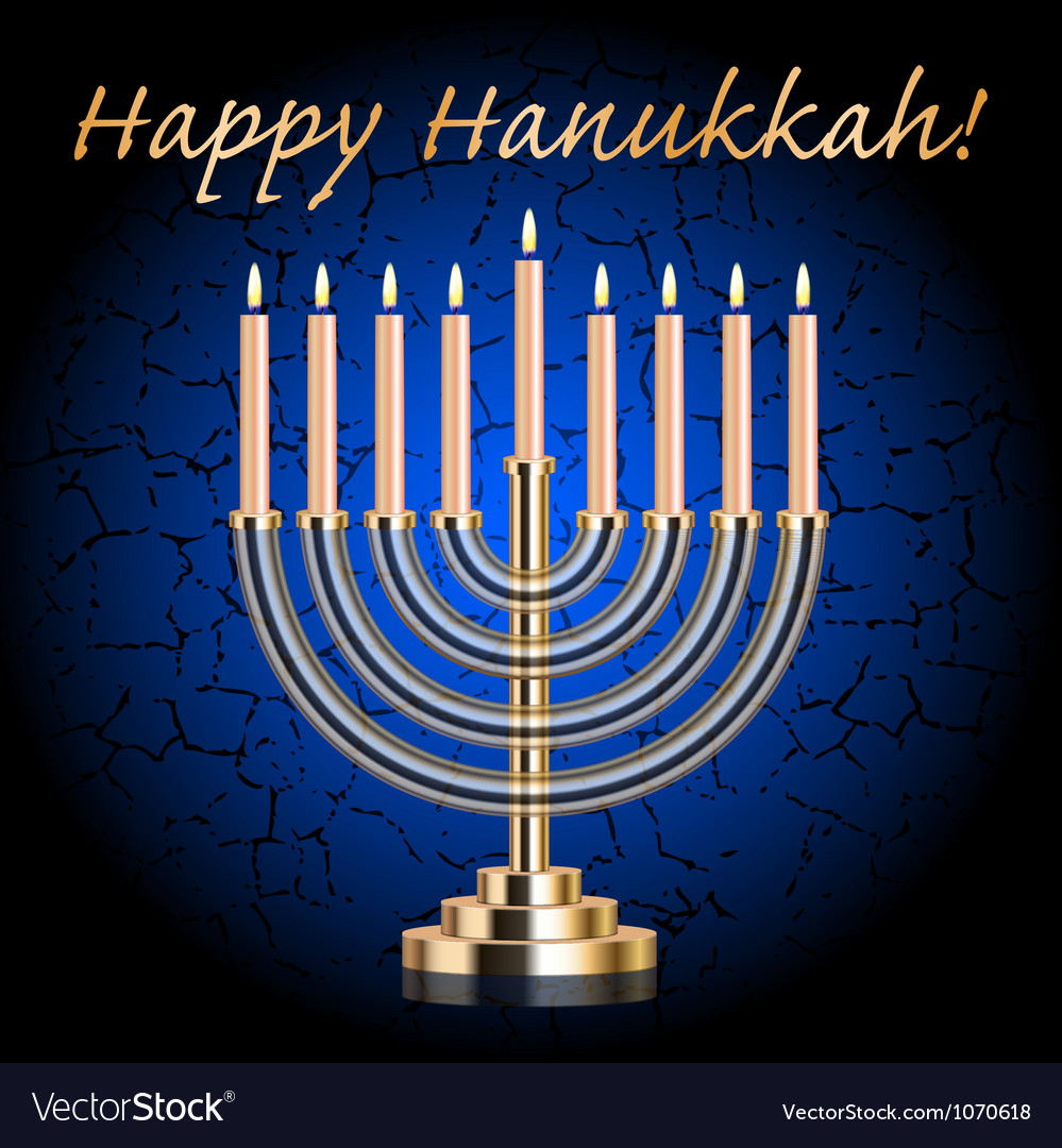 Happy hanukkah blue wish card Royalty Free Vector Image