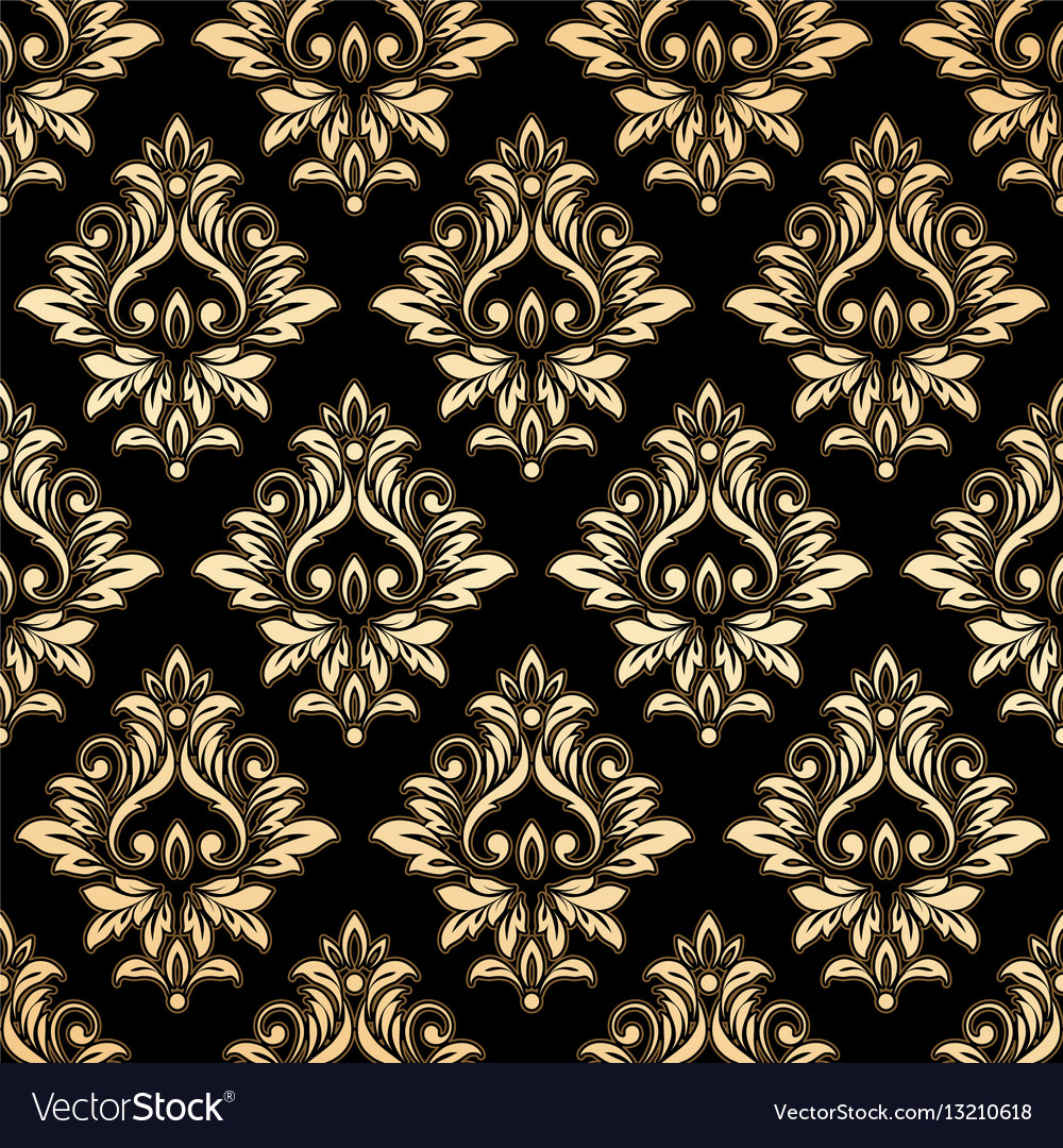 Luxury golden damask wallpaper Royalty Free Vector Image