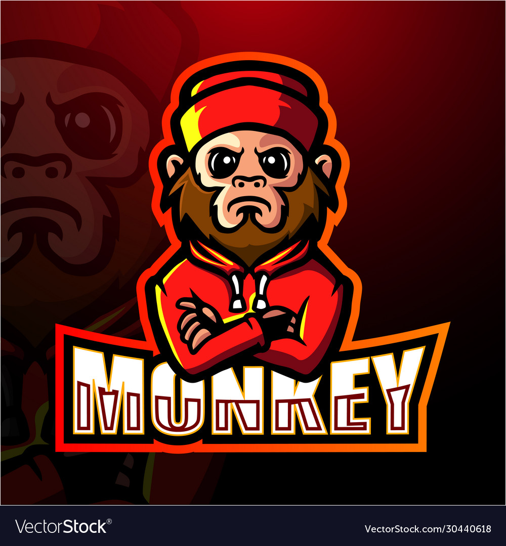 Monkey mascot esport logo design Royalty Free Vector Image