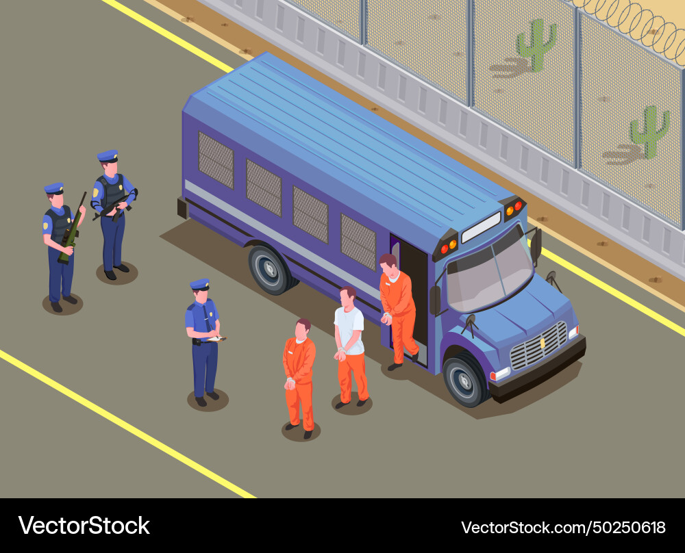 Prison jail isometric composition Royalty Free Vector Image