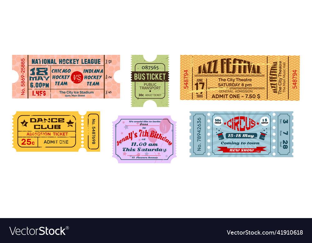 Vintage old tickets and coupons old paper Vector Image