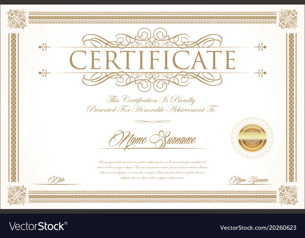 Certificate or diploma retro vintage design Vector Image