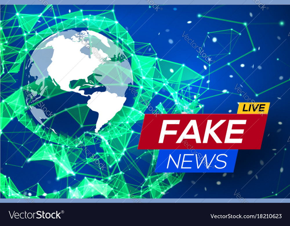 Fake News Live With World Map On Blue Background Vector Image