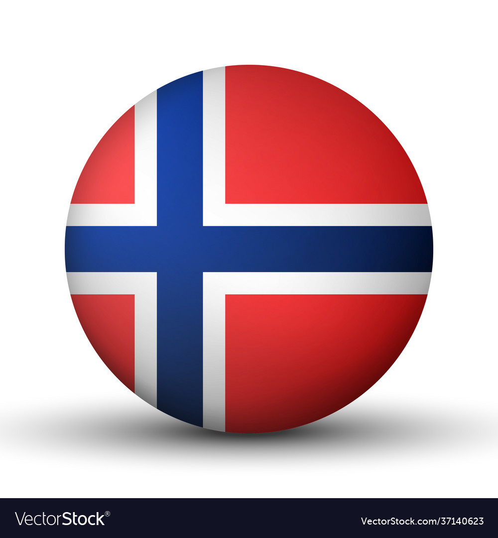 Glass light ball with flag norway round sphere Vector Image