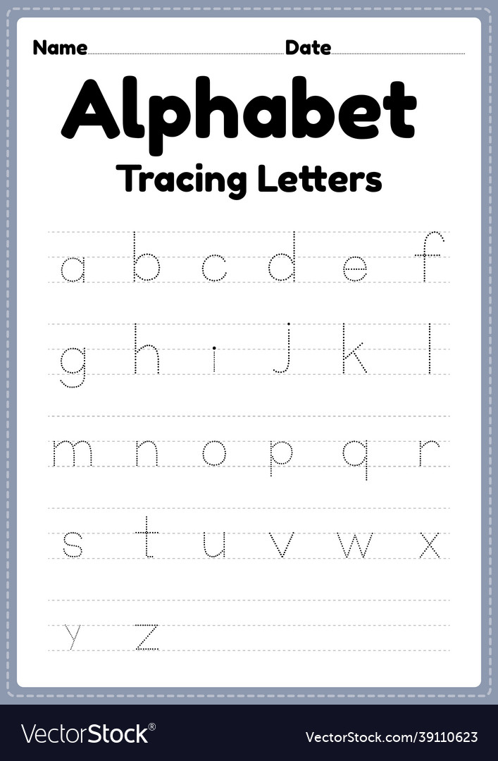 Tracing worksheet of alphabet letters Royalty Free Vector