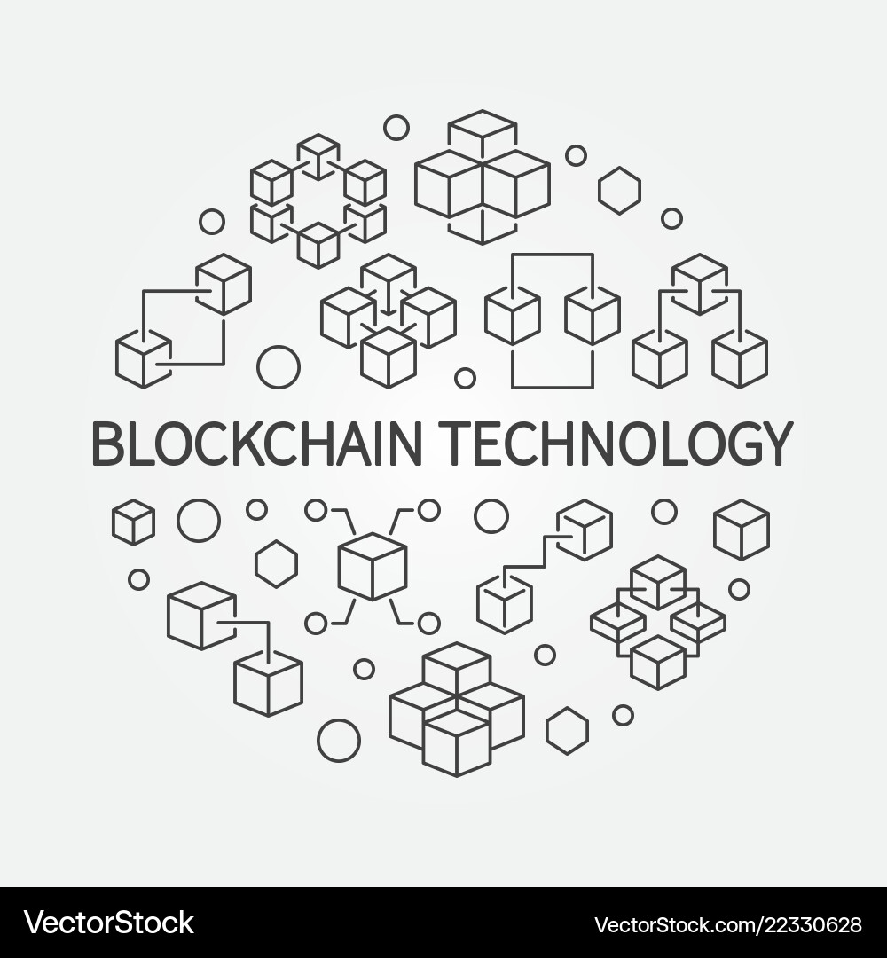 Blockchain technology round Royalty Free Vector Image
