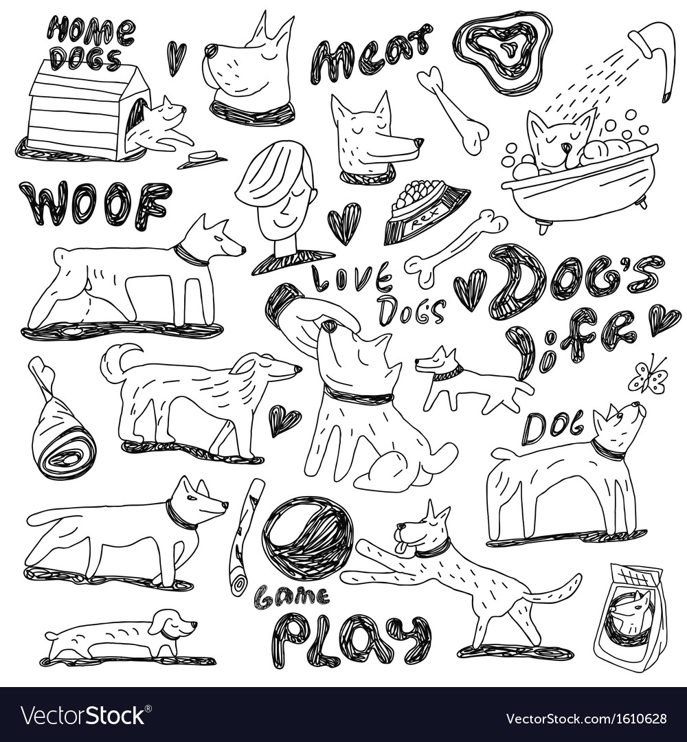 Dogs - doodles Royalty Free Vector Image - VectorStock