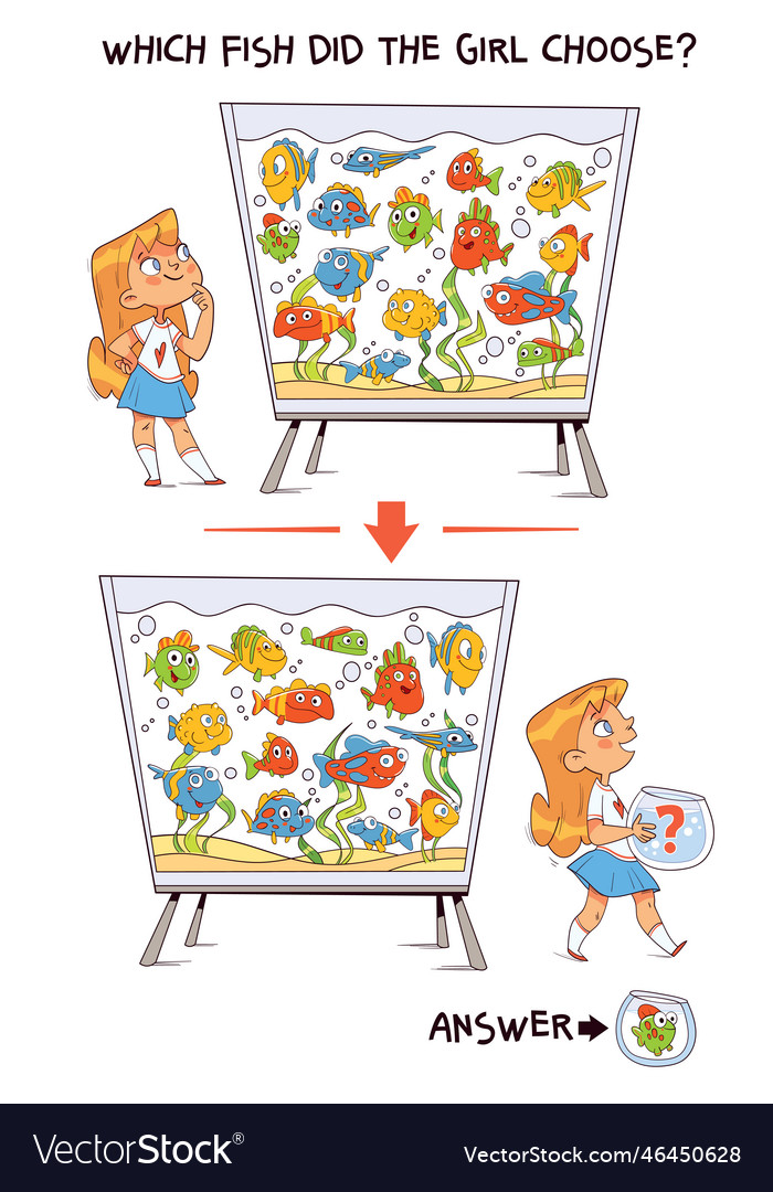 Find Differences Puzzle Game Which Fish Did Vector Image Find Differences Puzzle Game Which Fish Did Vector Image
