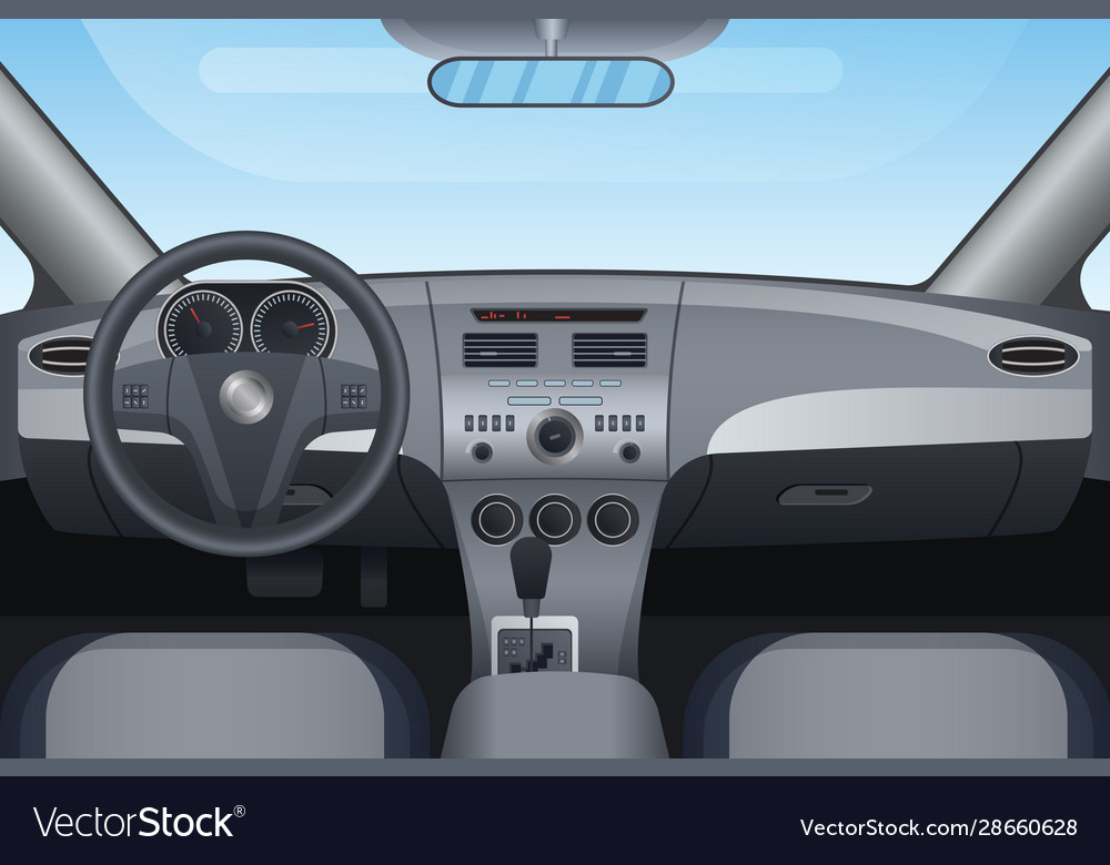 Realistic dark vehicle car interior Royalty Free Vector