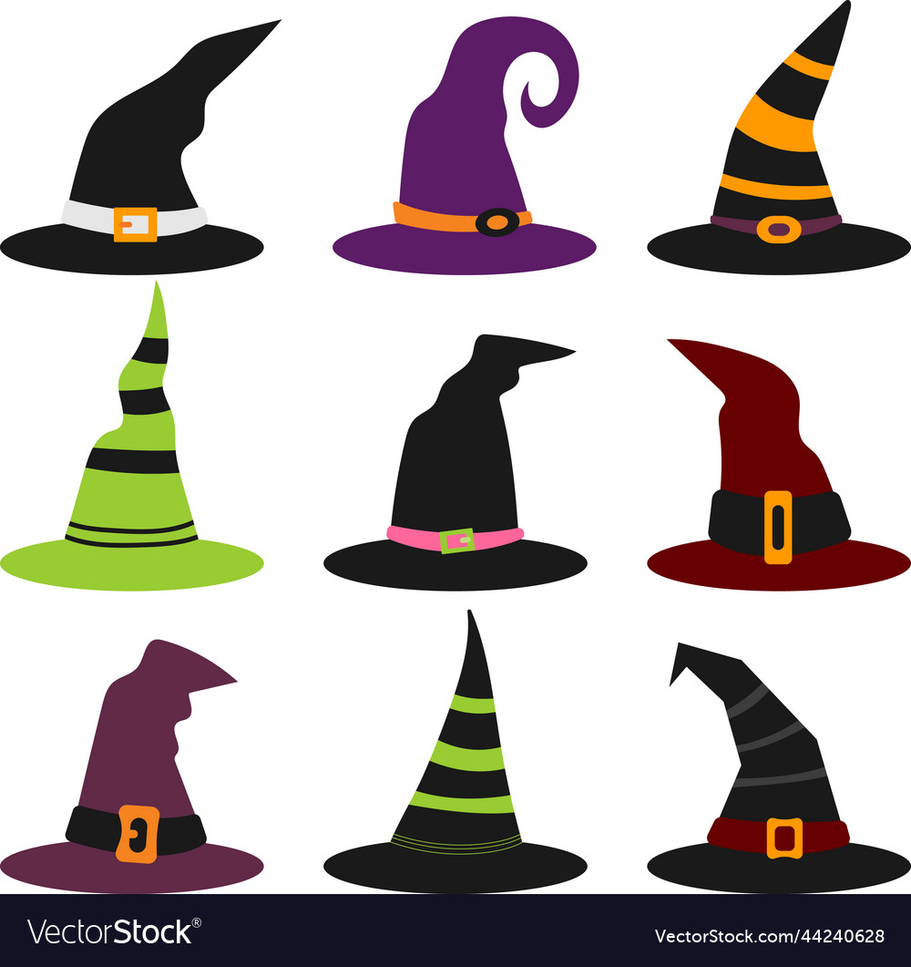 Set of colorful witch hats for halloween Vector Image