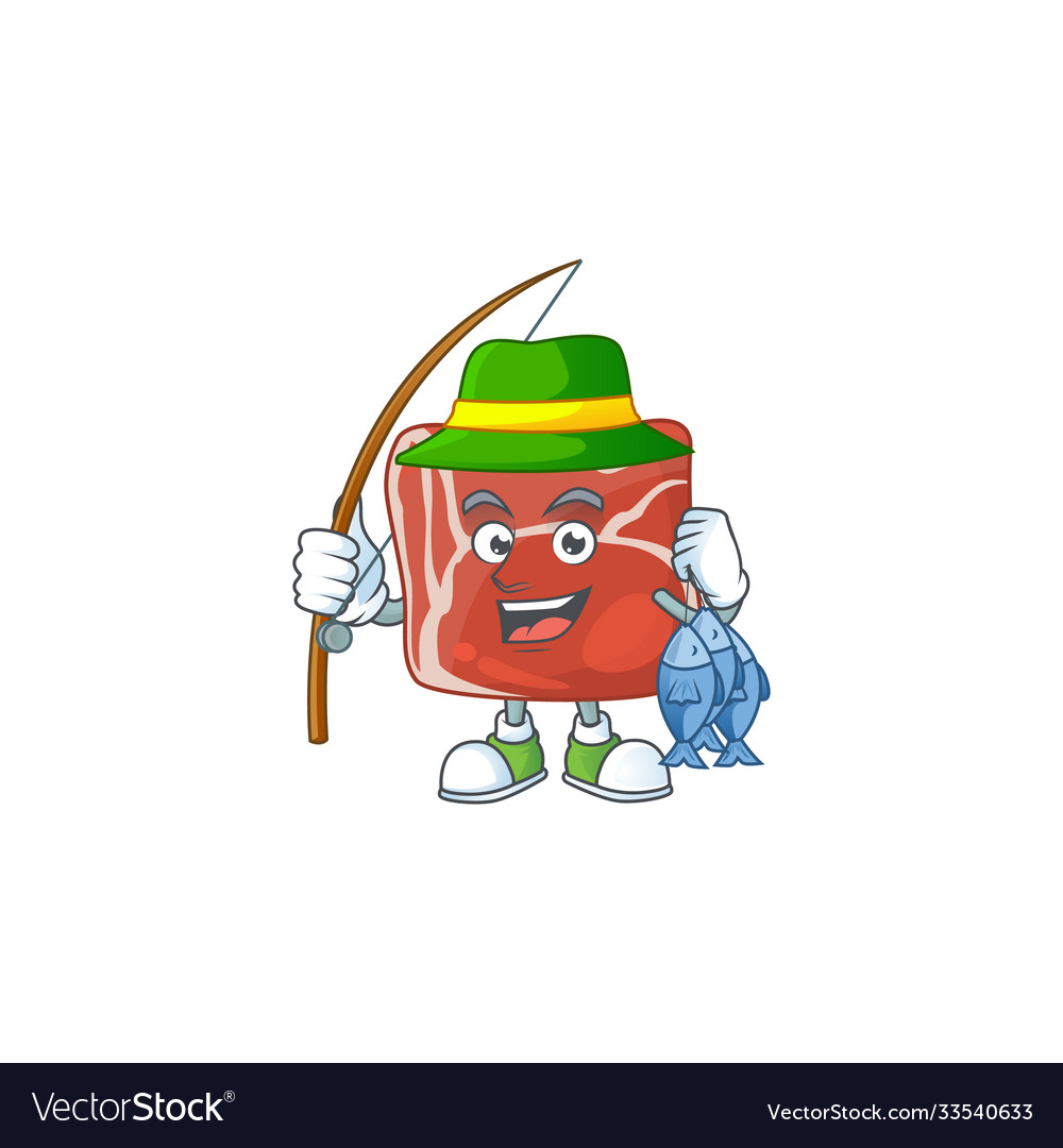 Cartoon character style funny fishing beef Vector Image