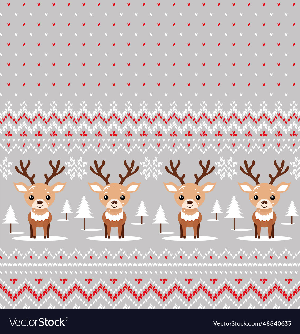 Knitted Christmas And New Year Pattern Into Deer Vector Image   Knitted Christmas And New Year Pattern Into Deer Vector 48840633 