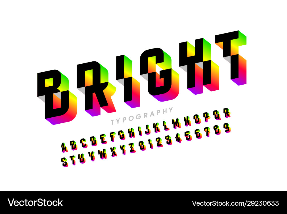 Modern style sliced font alphabet letters Vector Image