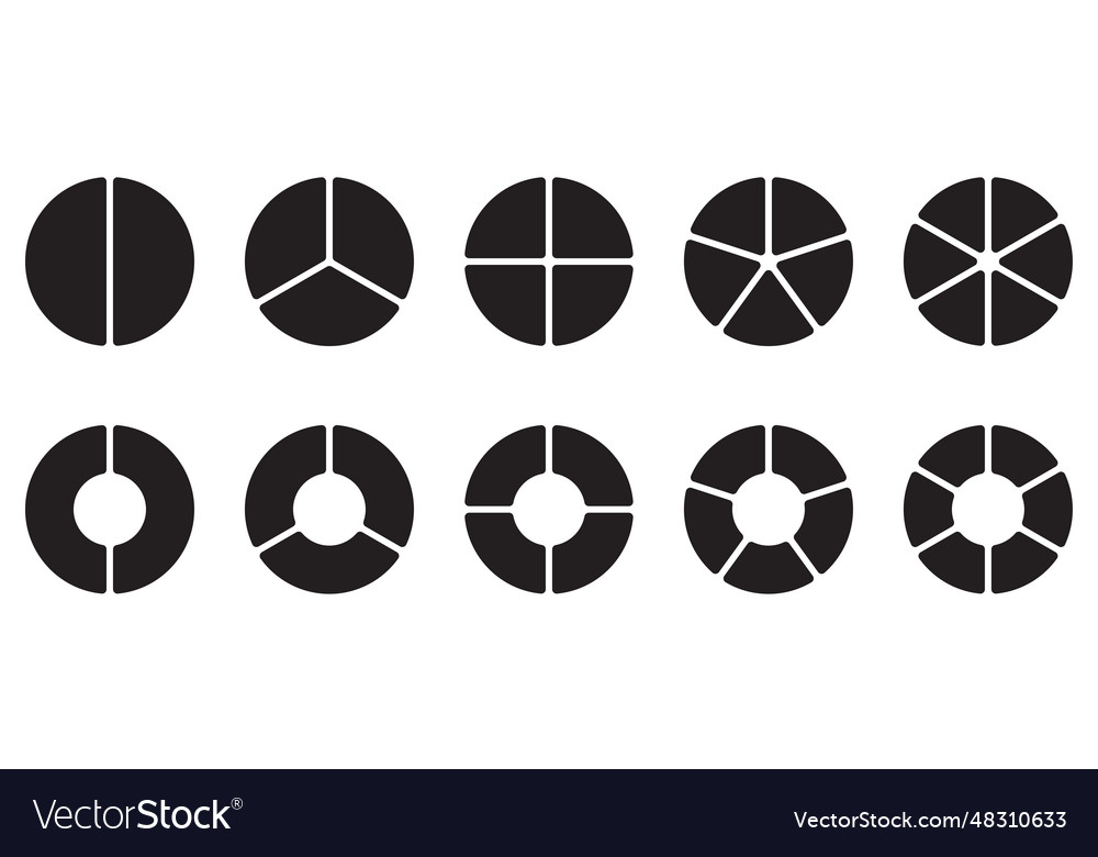 Pie chart set diagram collection with 23456 Vector Image