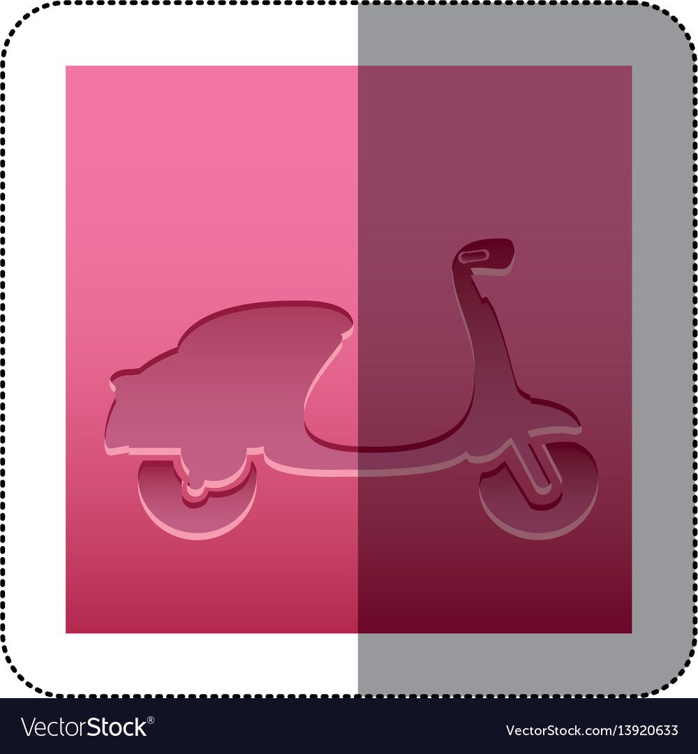 Sticker color background with carved scooter Vector Image