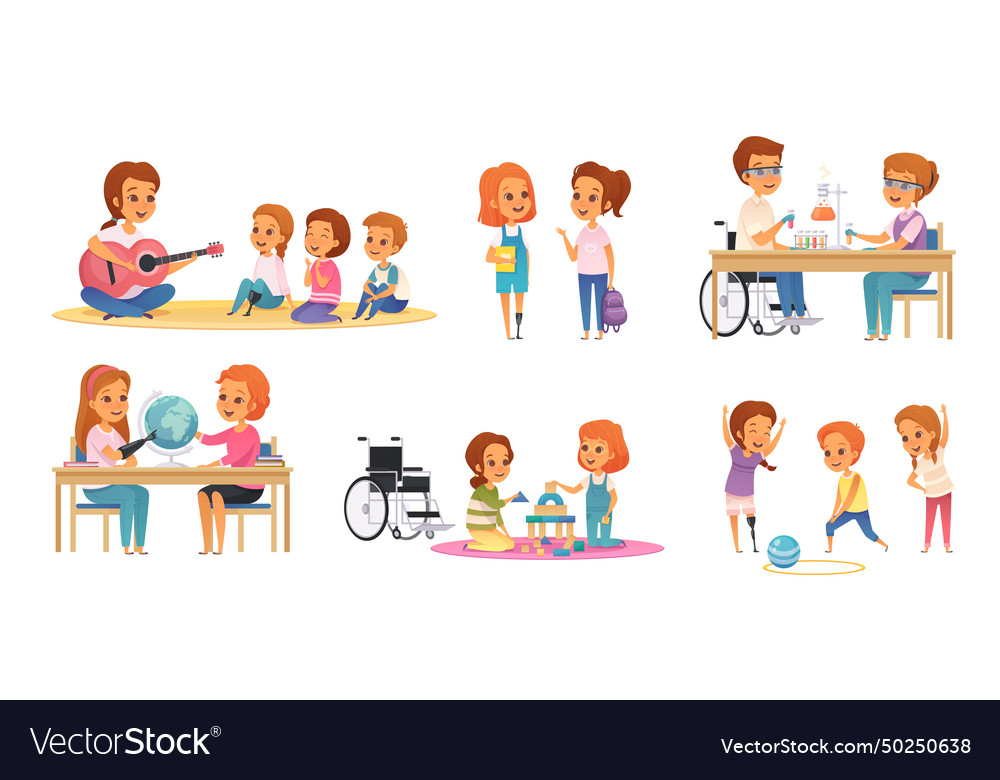 Inclusion inclusive education cartoon icon set Vector Image