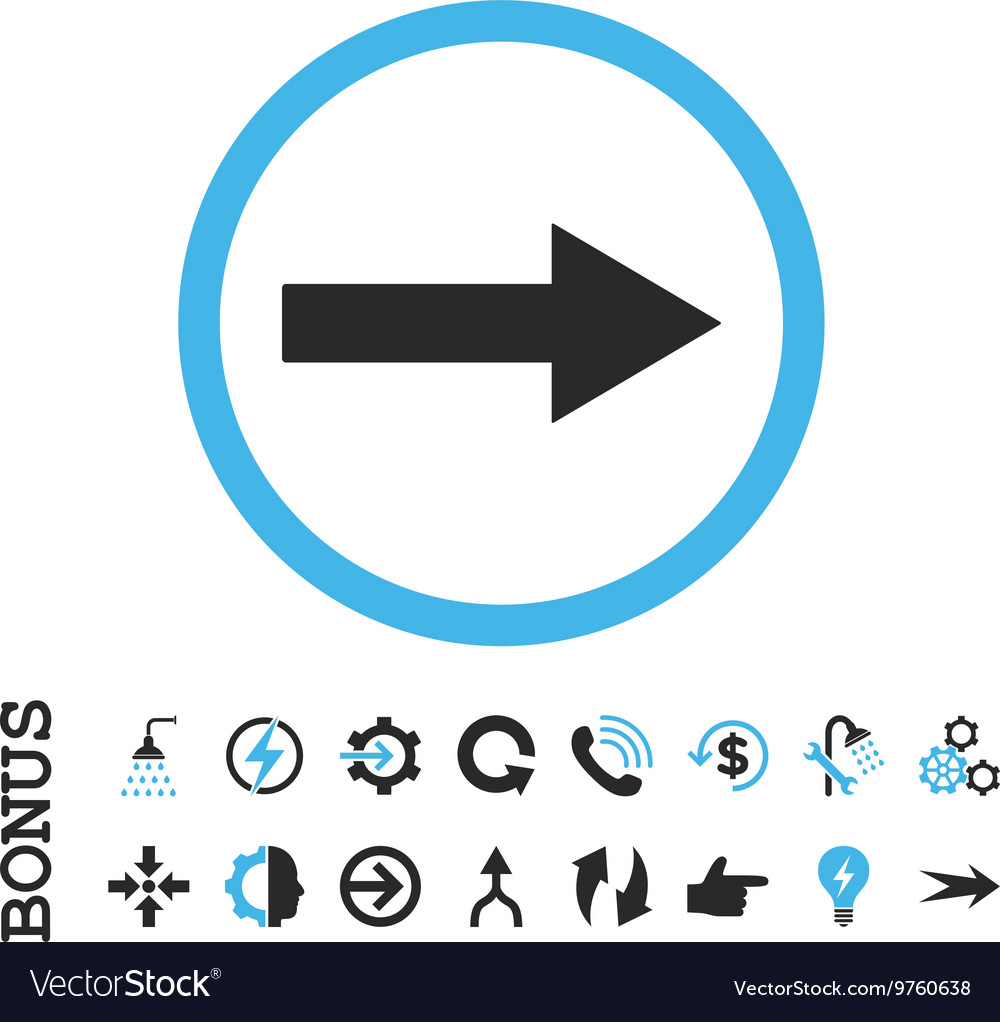 Right rounded arrow flat icon with bonus Vector Image