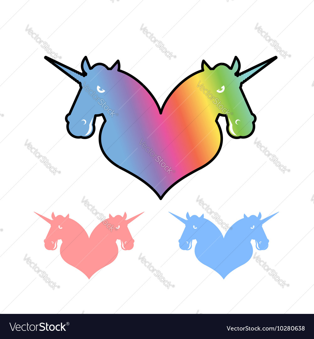 Unicorn LGBT symbol community Sign of love and two