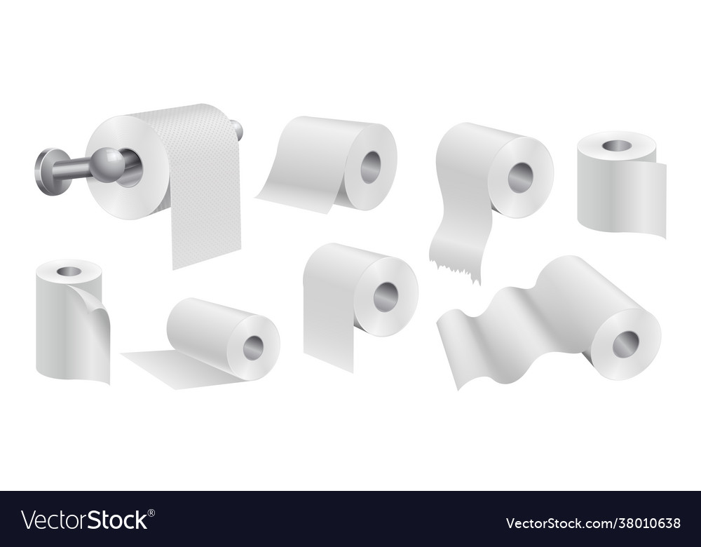 White toilet paper rolls realistic papers Vector Image