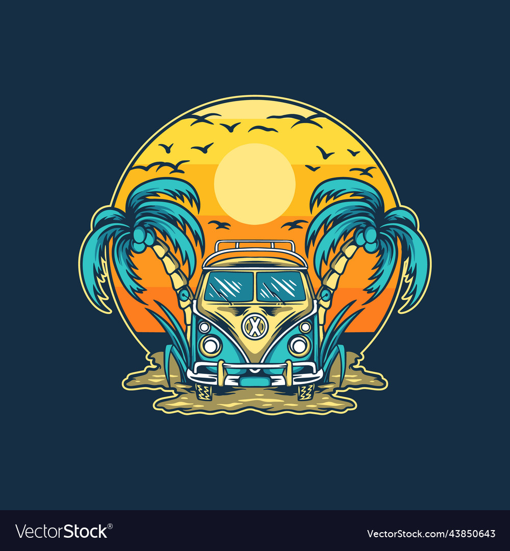 Classic car summer vibes Royalty Free Vector Image Classic car summer vibes Royalty Free Vector Image