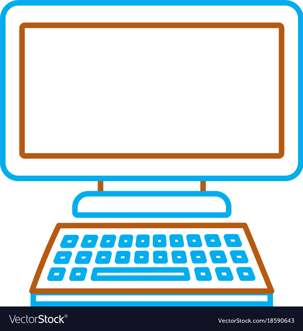 Computer monitor with keyboard technology gadget Vector Image