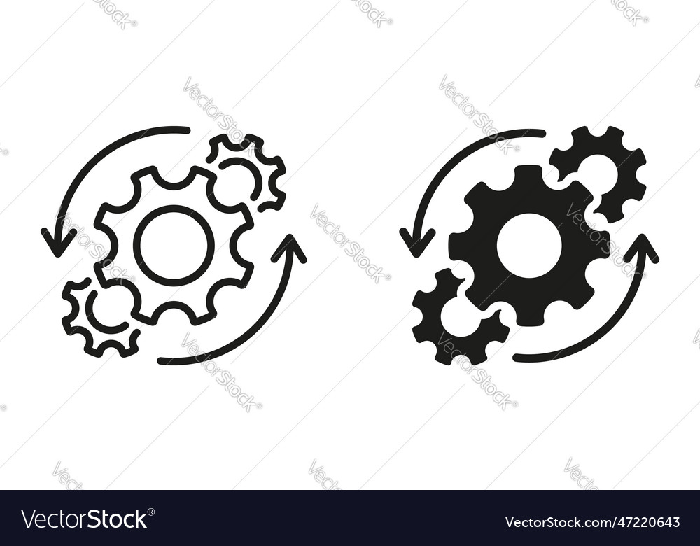 Gear and round arrow business technology process