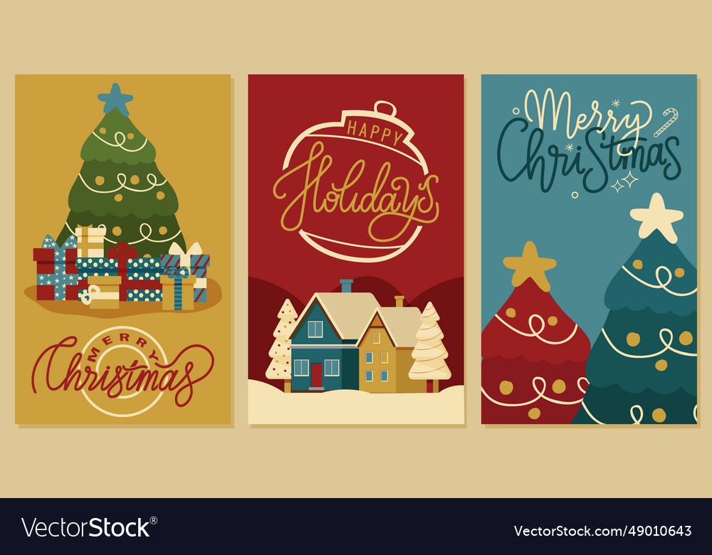 Merry christmas card the lettering on holiday Vector Image