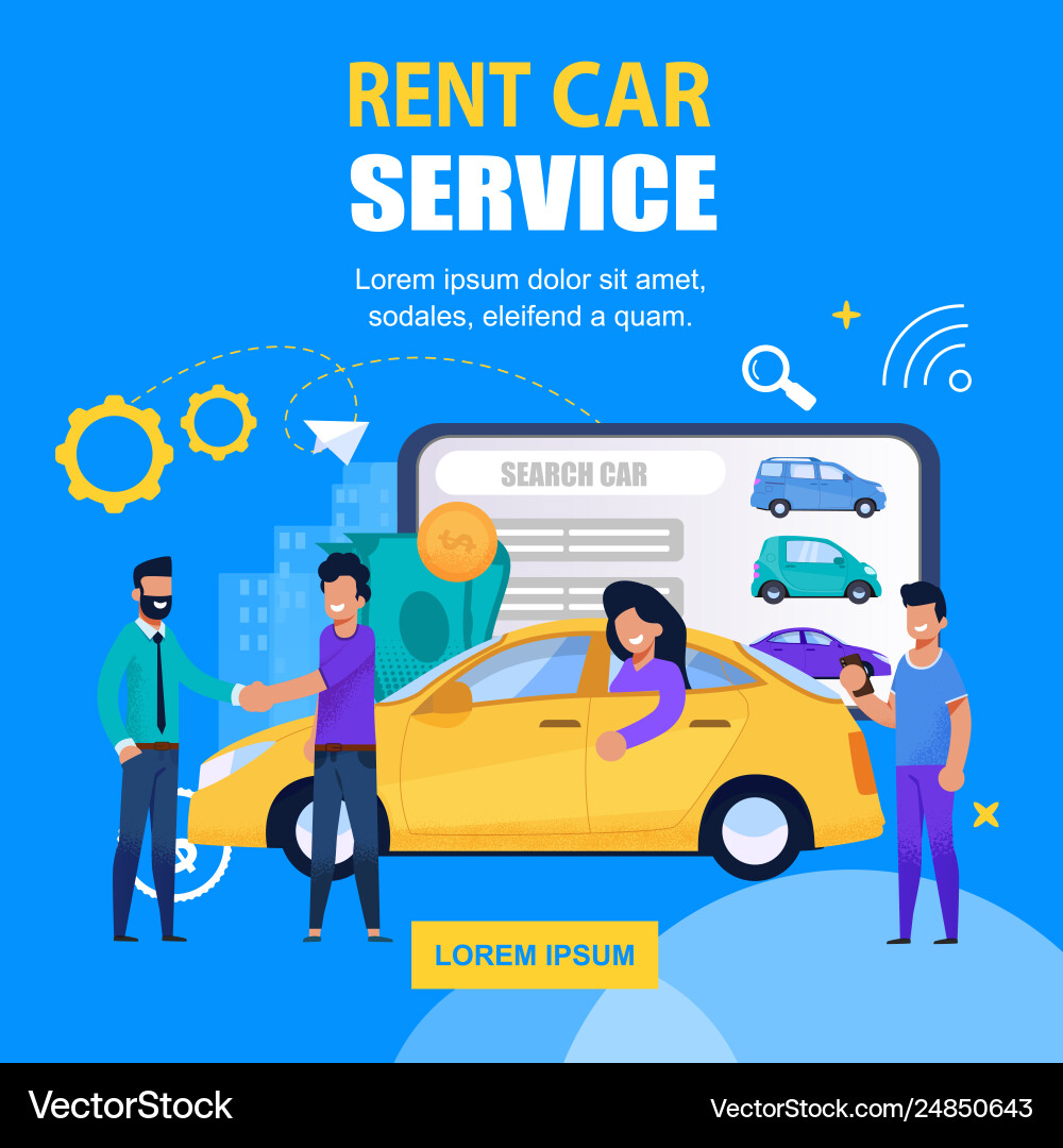 Rent Car Service Square Banner Mobile App Solution