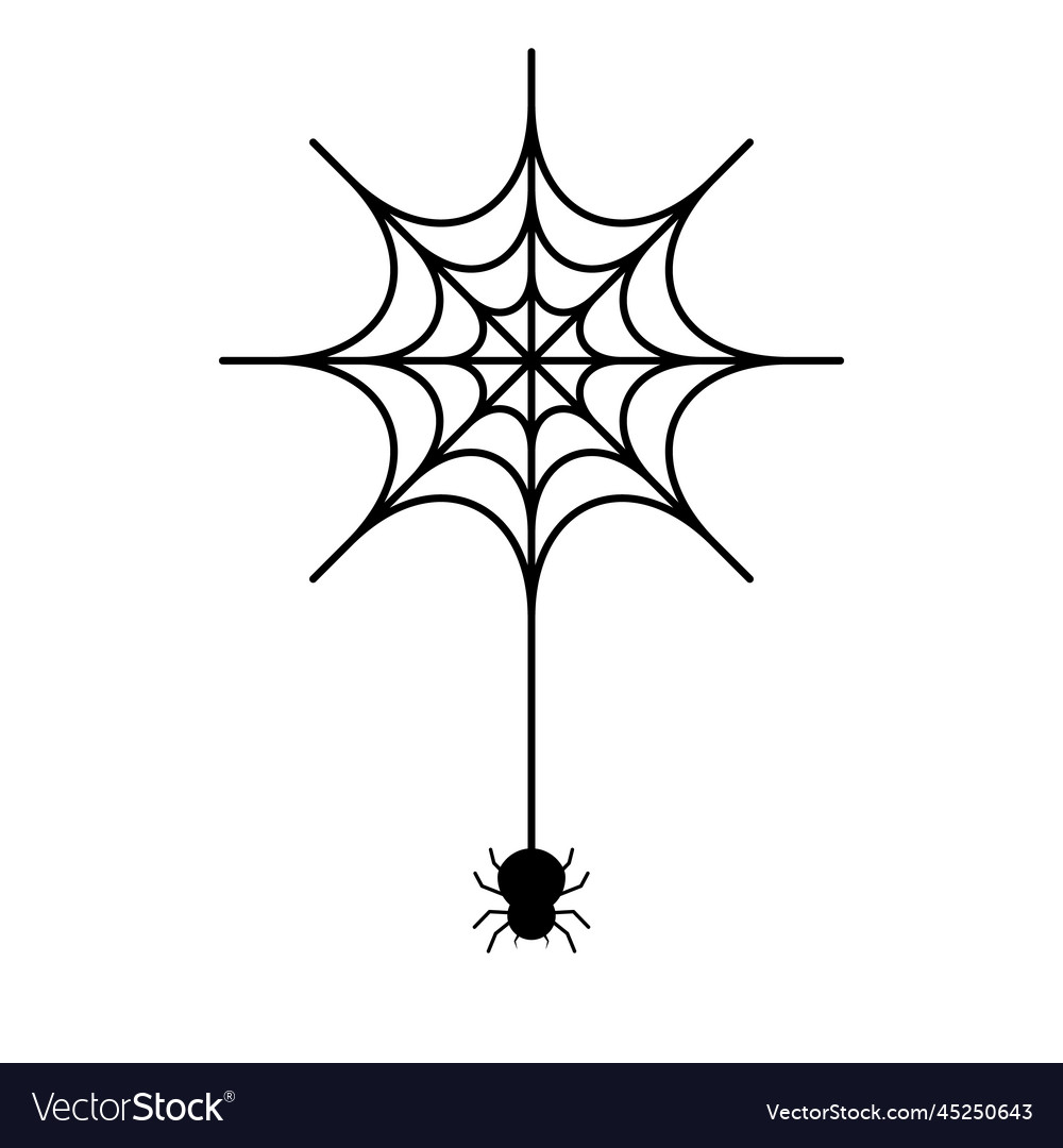 Silhouette of a spider hanging from web Royalty Free Vector