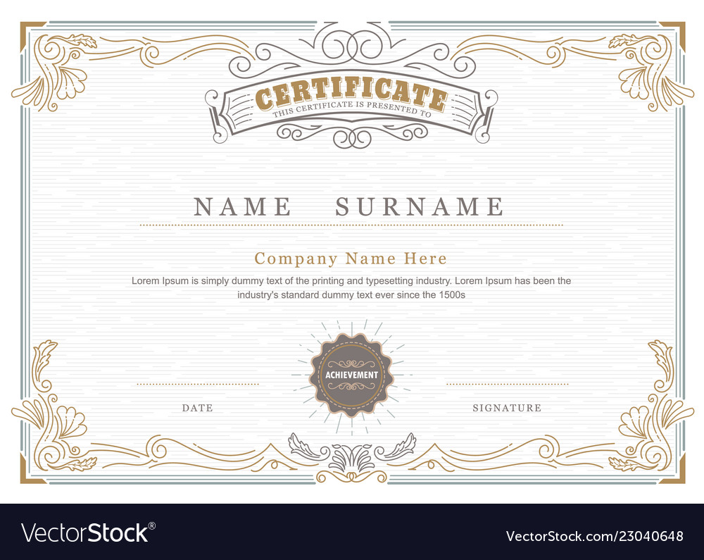 Achievement certificate elegant flourishes Vector Image