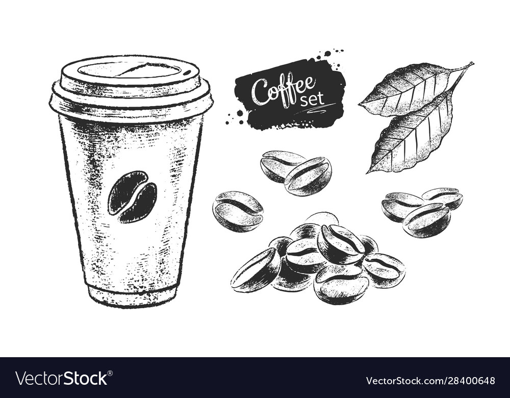 Black and white set coffee paper Royalty Free Vector Image