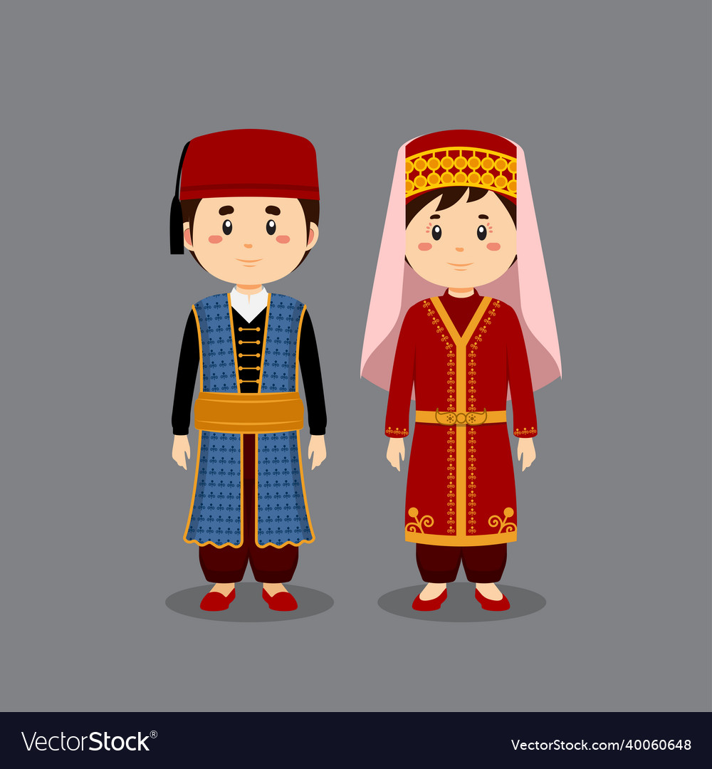 Couple character wearing turks national dress Vector Image