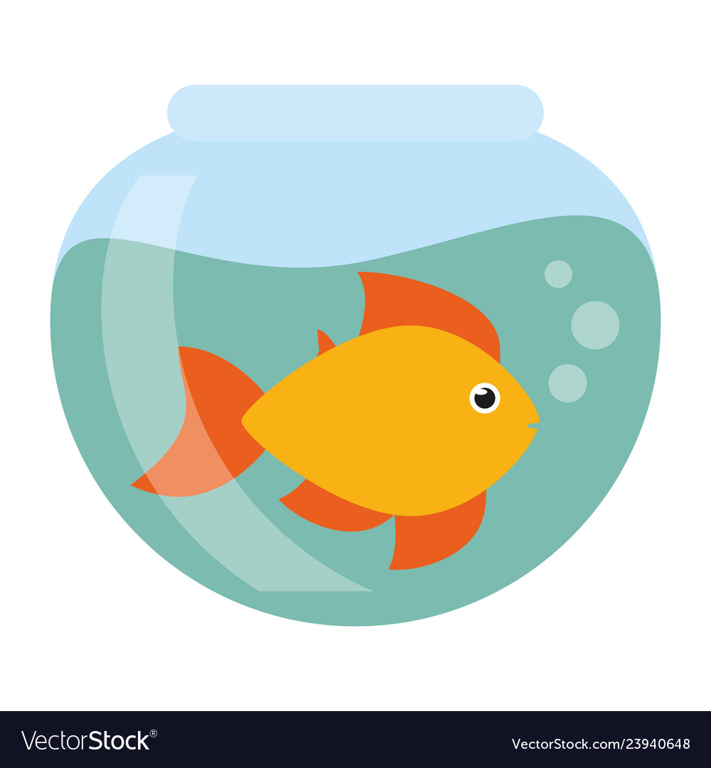 Fish in crystal bowl Royalty Free Vector Image