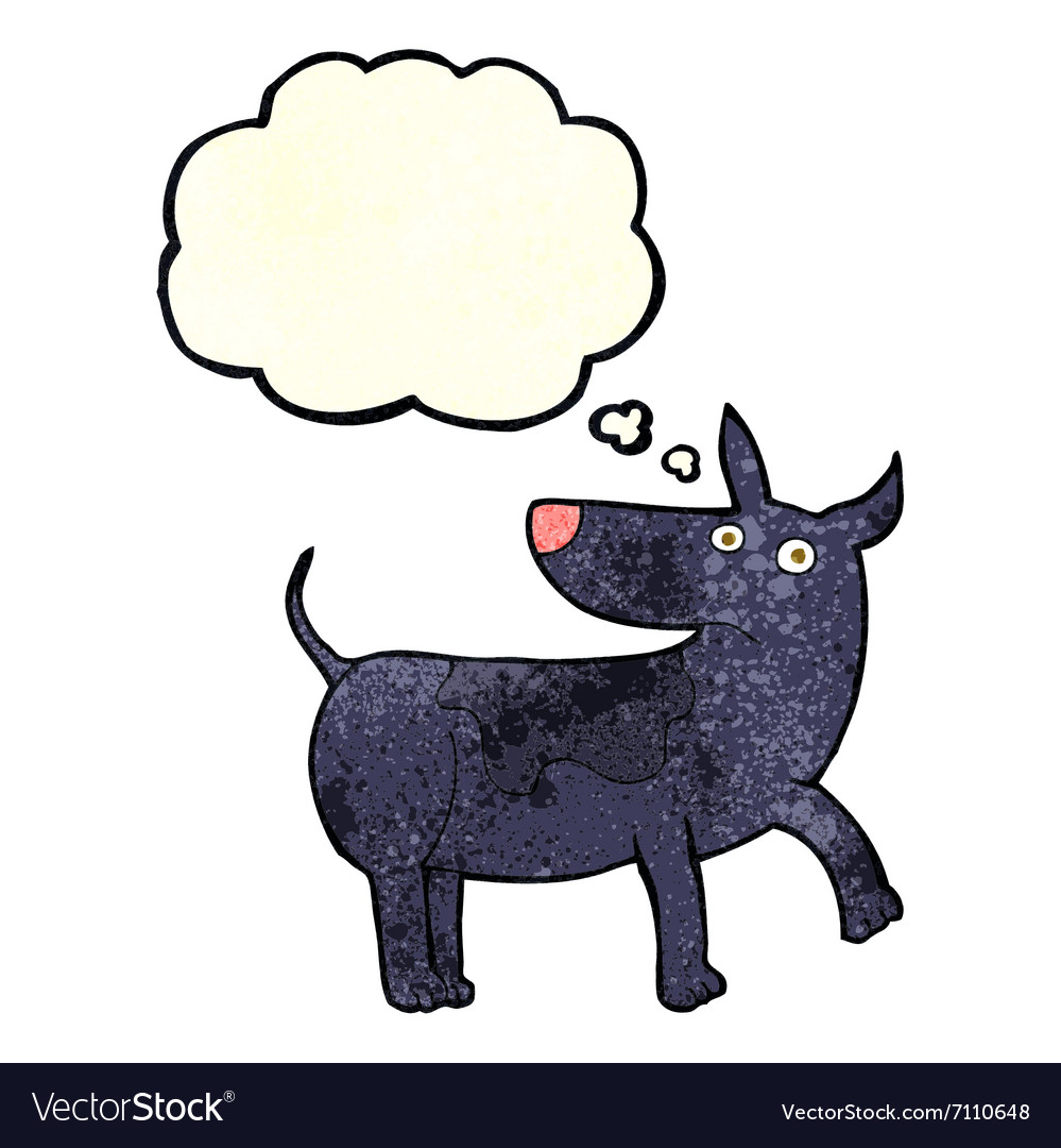 Funny cartoon dog with thought bubble Royalty Free Vector