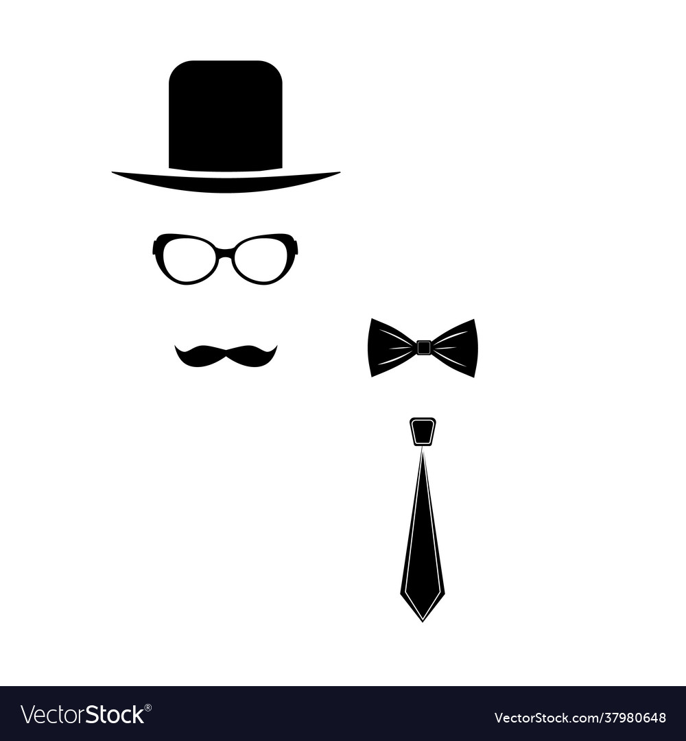 Hat Glasses Bowtie And Mustache Man Set Royalty Free Vector 7249